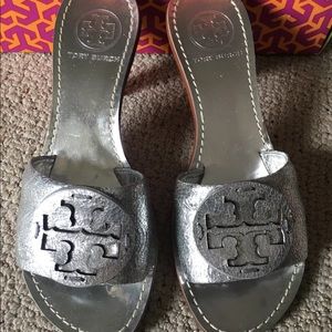 Tory Burch Silver Metallic Sandals